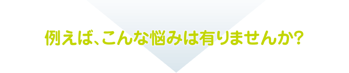 例えば、こんな悩みは有りませんか? 例えば、こんな悩みは有りませんか?